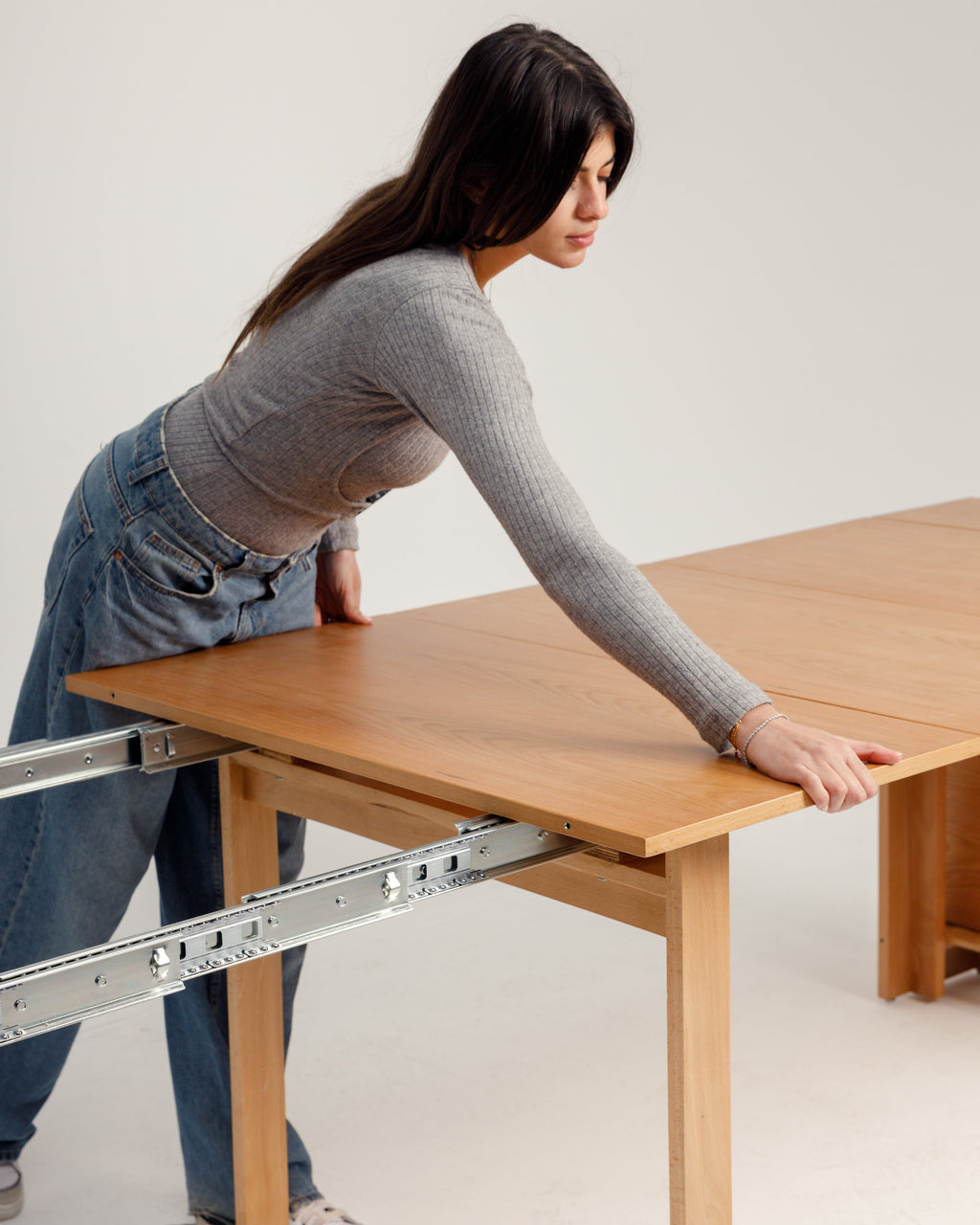 Table transformable en chêne
