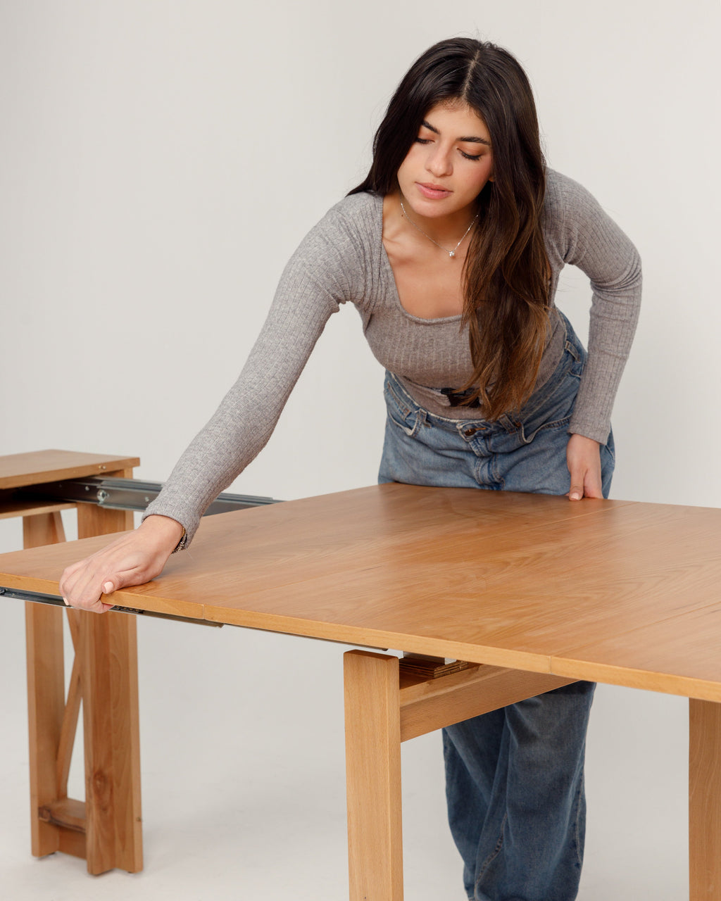 Table transformable en chêne