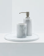 Plateau rond en marbre blanc