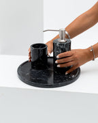 Plateau rond en marbre noir