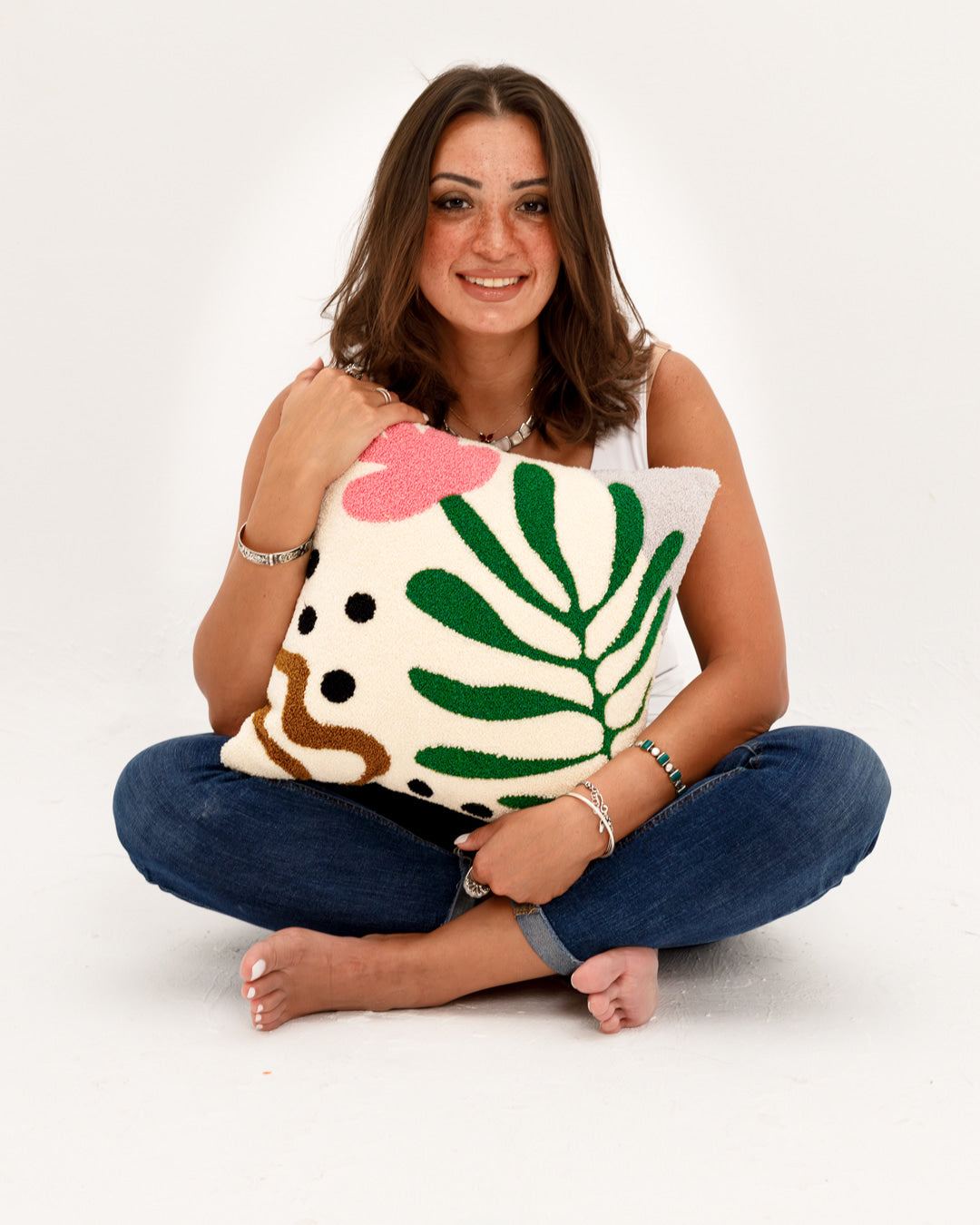 Coussin capitonné à fleurs