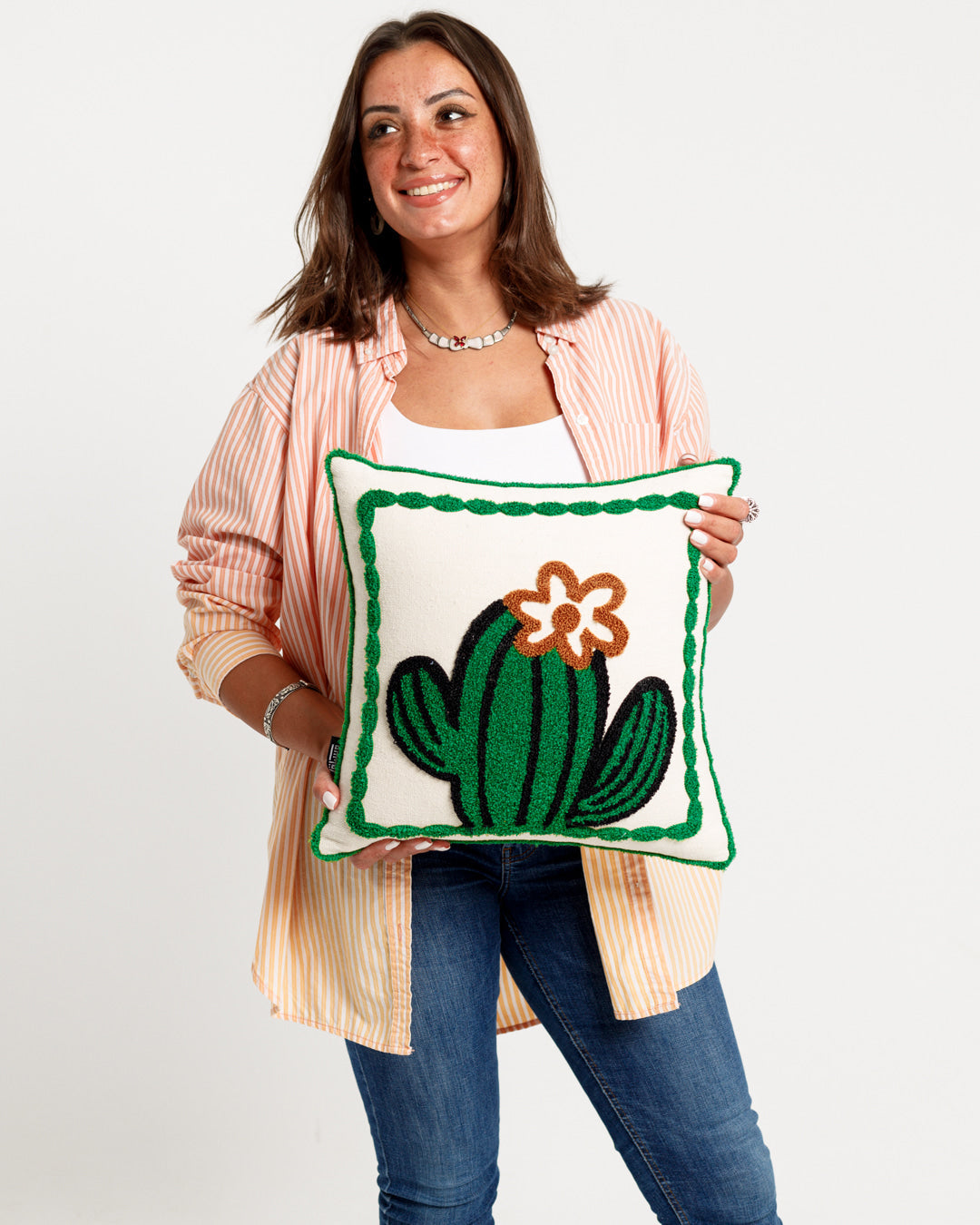 Coussin capitonné cactus
