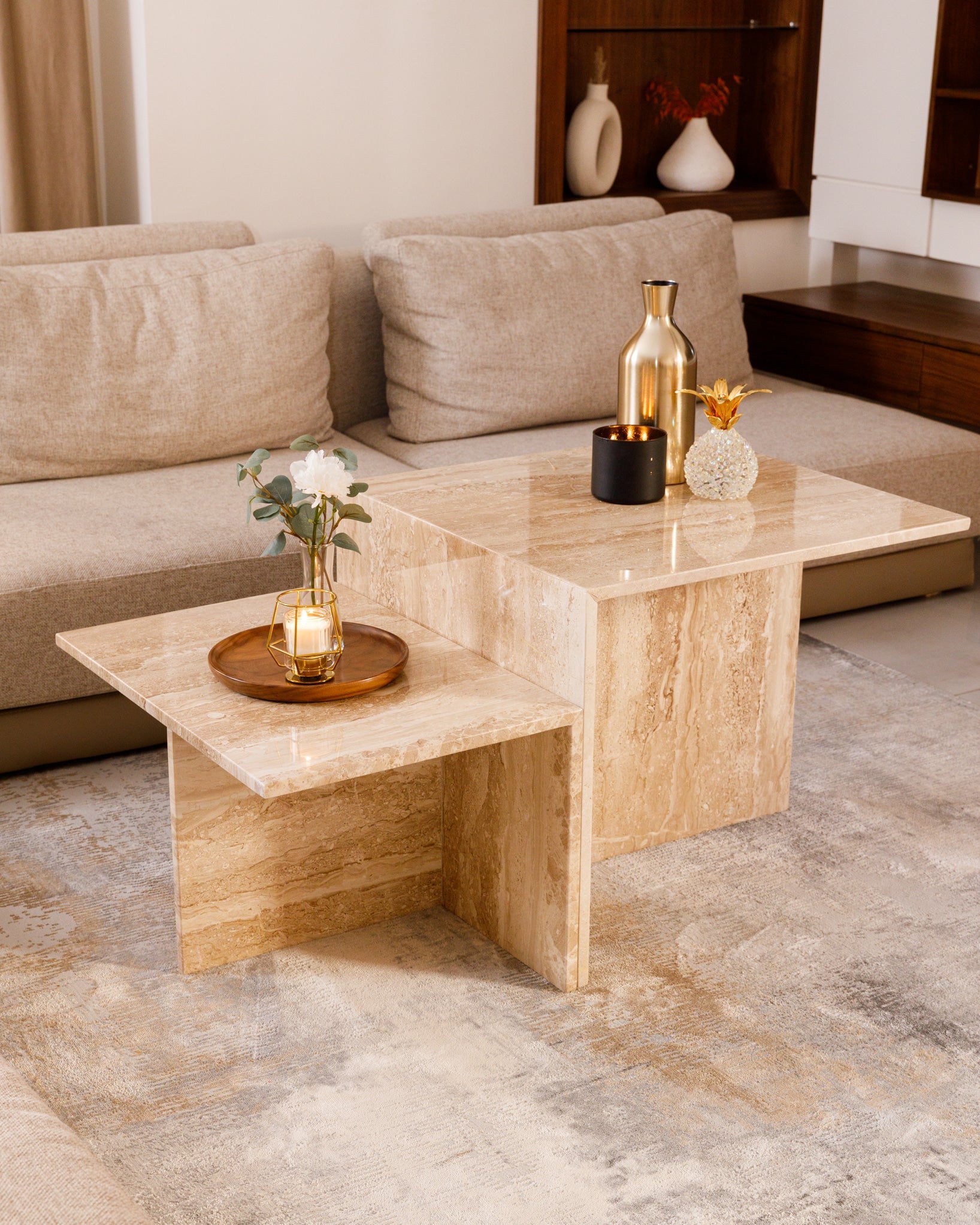 Table basse en marbre 2 pièces