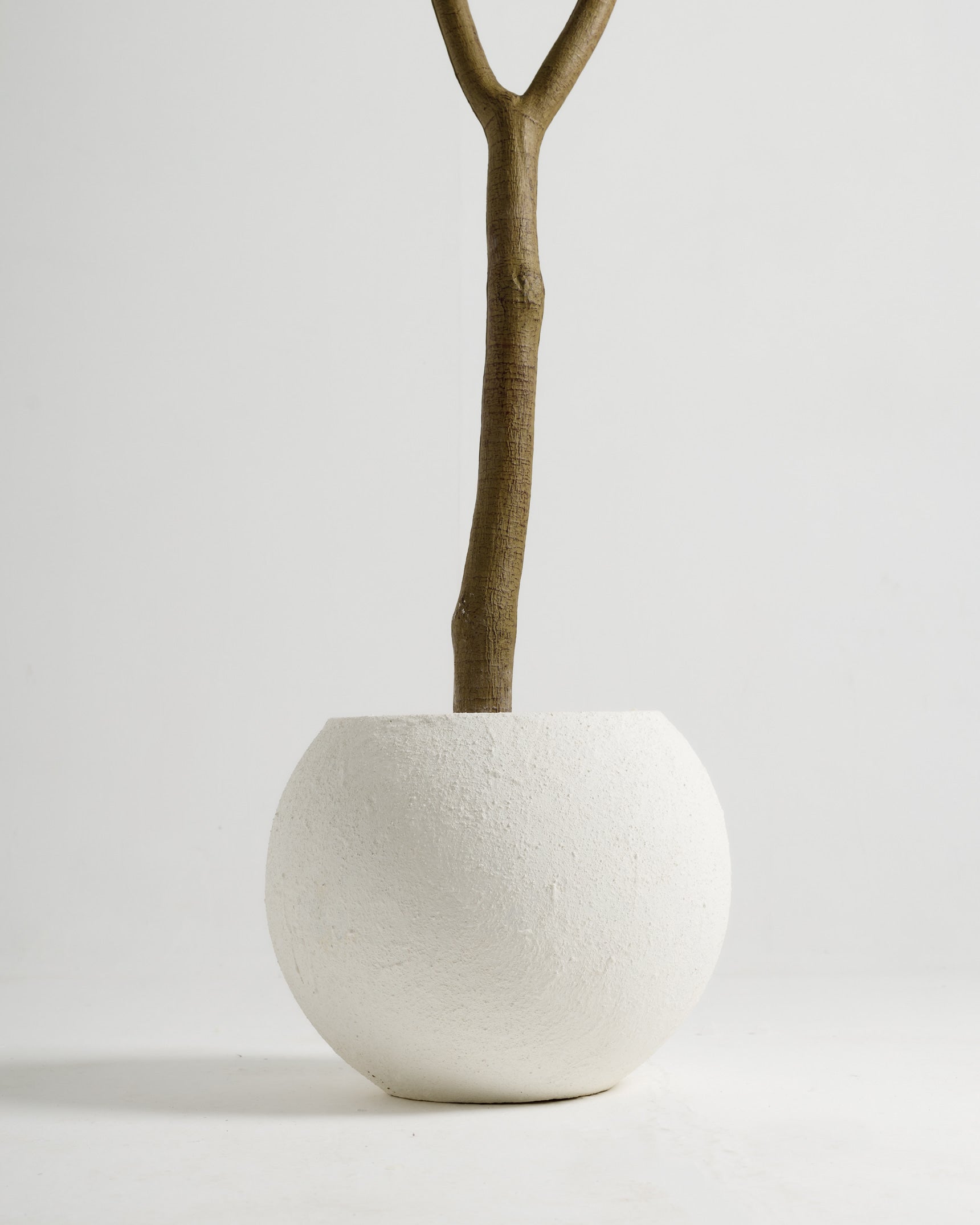 Pot rond en fibre blanche