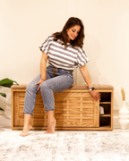 Banc de rangement à chaussures coulissant en chêne