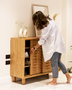 Rangement à chaussures coulissant en chêne