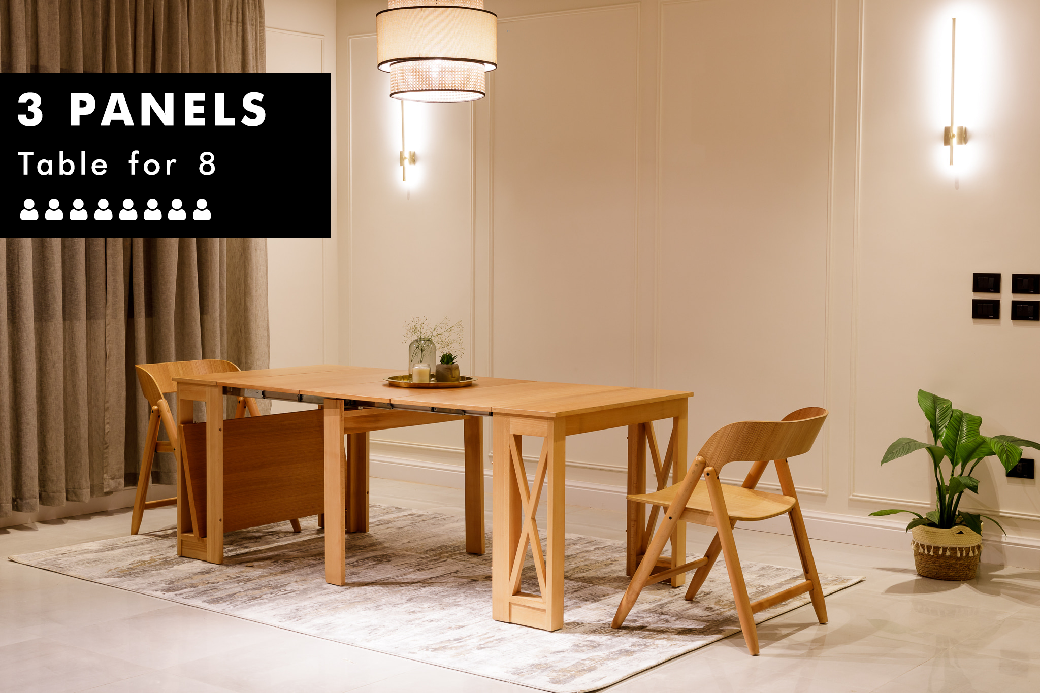 Table transformable en chêne