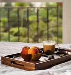 Plateau en bois et laiton fait main