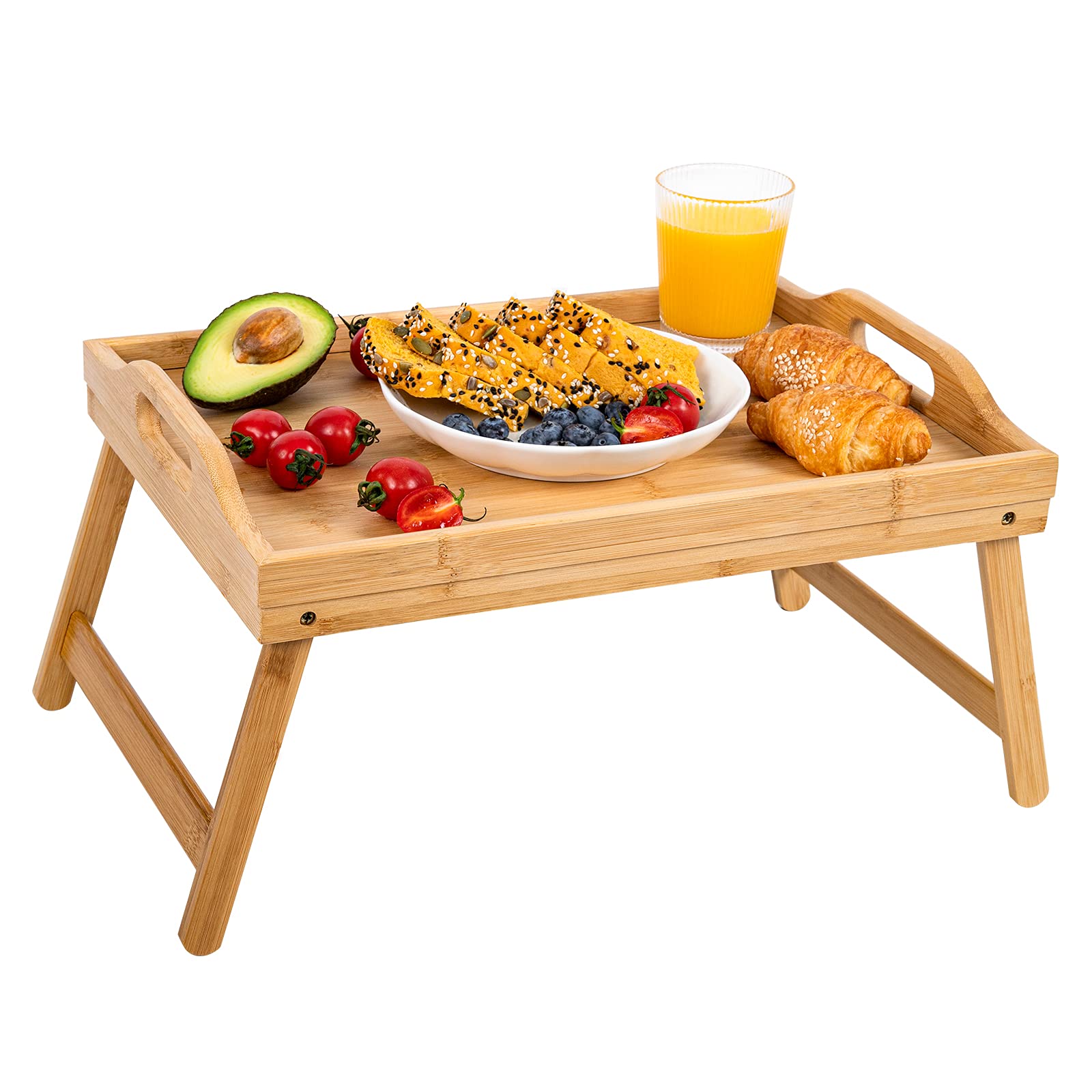 Plateau multifonctionnel en bambou pour table pliante