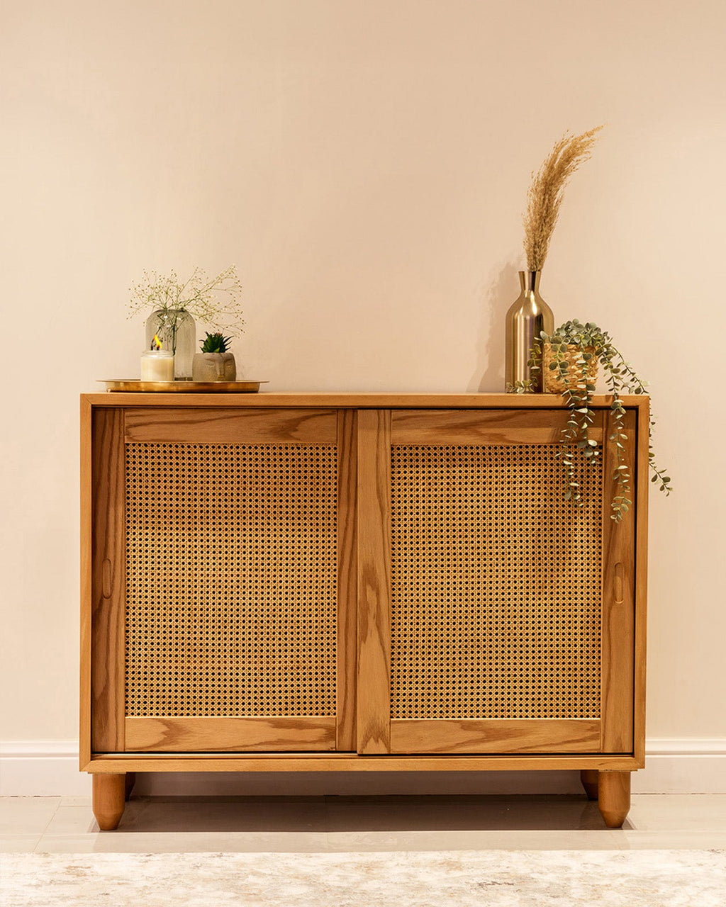 Rangement à chaussures coulissant en rotin