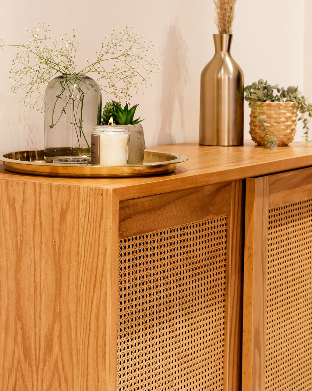 Rangement à chaussures coulissant en rotin