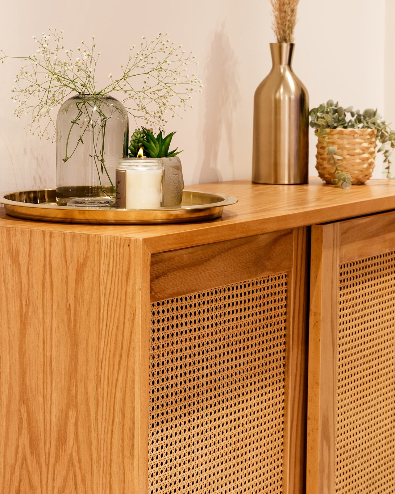 Rangement à chaussures coulissant en rotin