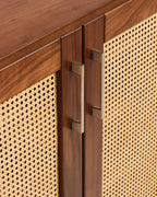 Rangement à chaussures en rotin et noyer