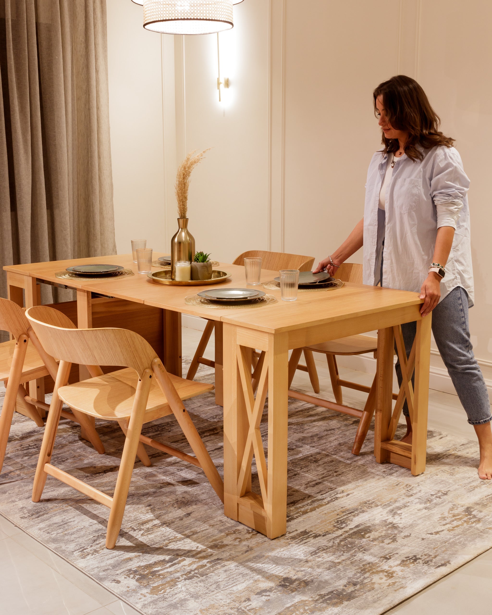 Table transformable en chêne