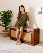 Banc de rangement à chaussures en rotin foncé